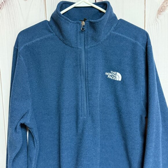 The North Face Men’s L Cap Rock Textured 1/4 -Zip Fleece – Blue Wing Teal - Picture 1 of 10